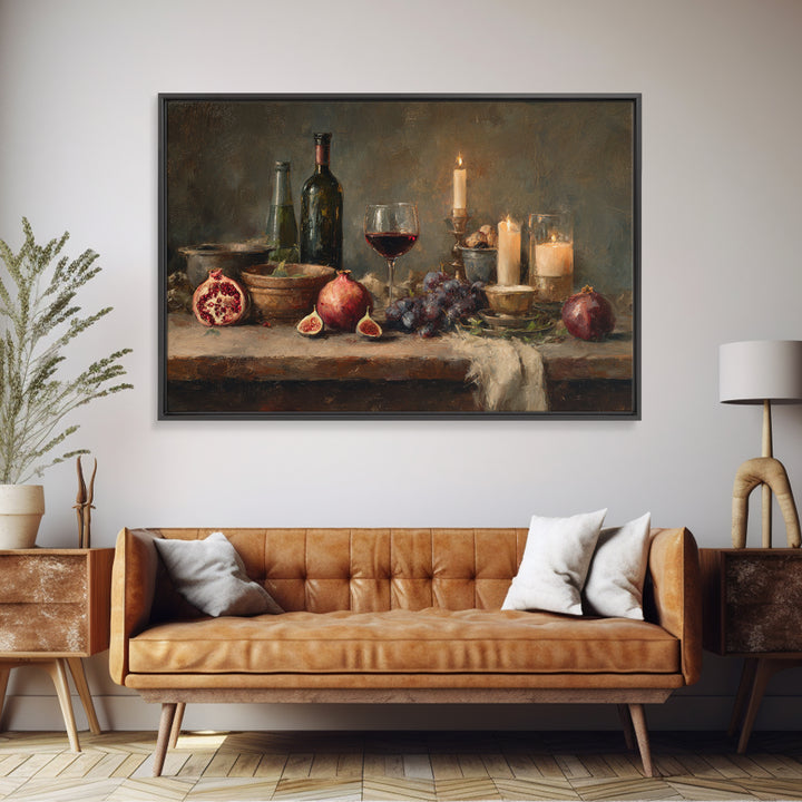 Pomegranate Figs and Red Wine Composition Canvas Print, Winery Art, Matisse Print, Winery Decor, Vineyard, Luxury Decor, WIN-3x2-21