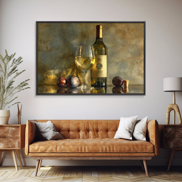 Wine Bottle and Glass Still Life Canvas Print, Winery Art, Preppy Wall Art, Winery Decor, Fine Art, Vineyard, Statement Artwork, WIN-3x2-30