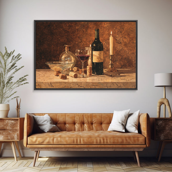 Corks Arranged as Geometric Pattern Framed Canvas Print, Winery Art, Retro Wall Art, Winery Decor, Abstract Art, Vineyard, WIN-3x2-46