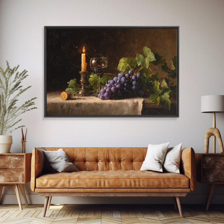 Single Grape Cluster Botanical Study Canvas Print, Winery Art, Neutral Decor, Winery Decor, Oil Painting, Vineyard, Home Decor, WIN-3x2-49