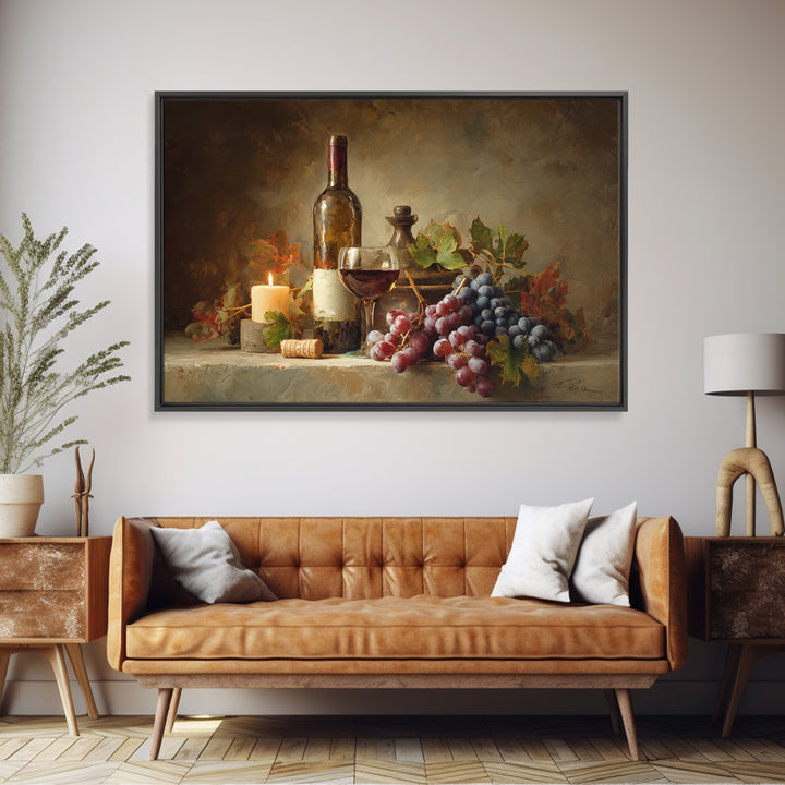 Olive Branch and Wine Glass Mediterranean Still Canvas Print, Winery Art, Landscape Art, Winery Decor, Fine Art, Vineyard, WIN-3x2-52