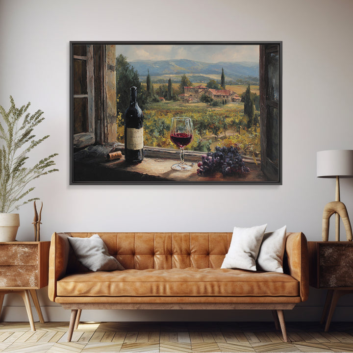 French Vineyard Hills Framed Canvas Print, Winery Art, Textured Painting, Winery Decor, Fine Art, Vineyard, Oil Painting, WIN-3x2-60