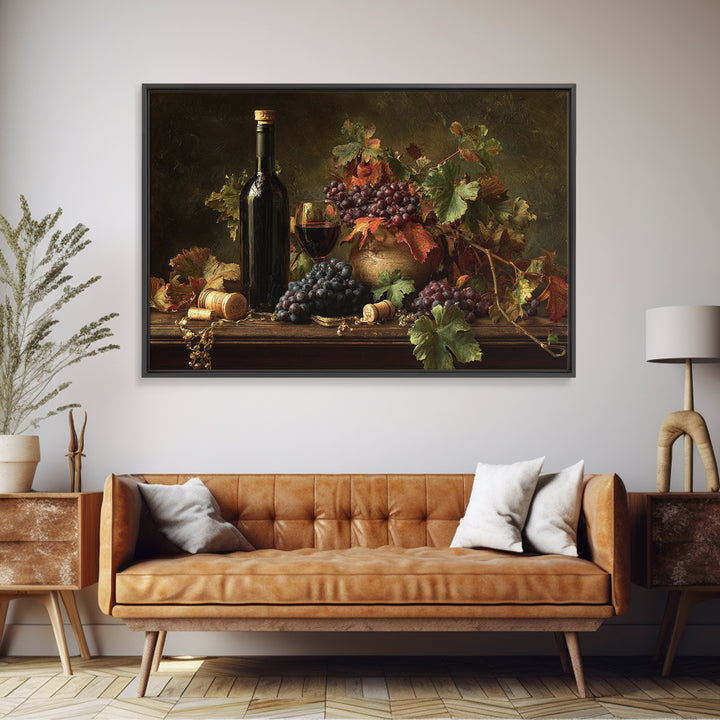 Vine Leaves Turning Autumn Red and Gold Framed Canvas Print, Winery Art, Preppy Wall Art, Winery Decor, Fine Art, Vineyard, WIN-3x2-63