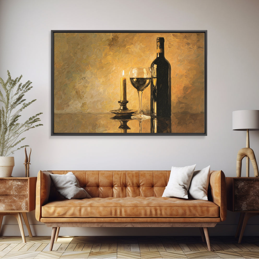 Black and Gold Wine Bottle Silhouette Canvas Print, Winery Art, Minimalist Decor, Winery Decor, Fine Art, Vineyard, Artwork, WIN-3x2-68