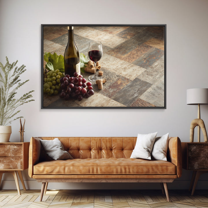 Corks Arranged as Geometric Pattern Framed Canvas Print, Winery Art, Retro Wall Art, Winery Decor, Abstract Art, Vineyard, WIN-3x2-70