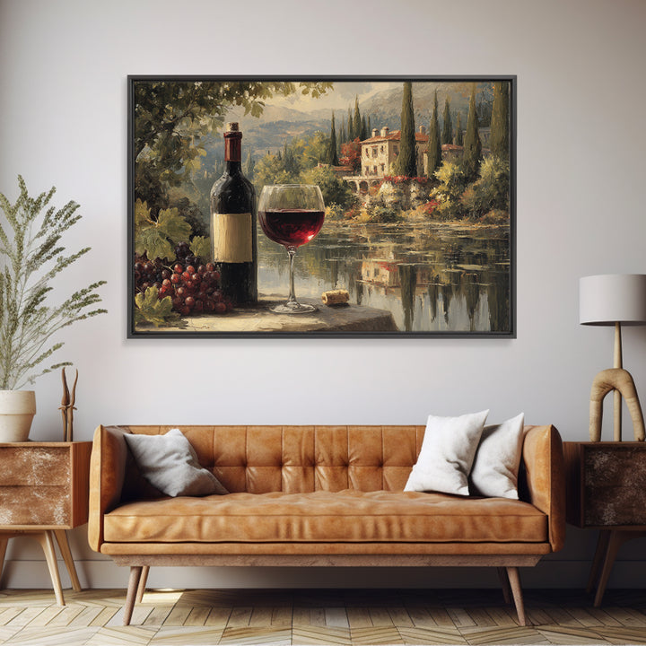 Italian Villa Vineyard Landscape Canvas Print, Winery Art, Contemporary Art, Winery Decor, Fine Art, Vineyard, Kitchen Decor, WIN-3x2-72