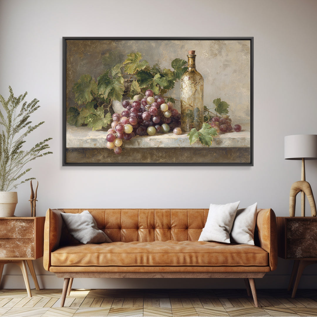 Single Grape Cluster Botanical Study Canvas Print, Winery Art, Neutral Decor, Winery Decor, Oil Painting, Vineyard, Home Decor, WIN-3x2-73