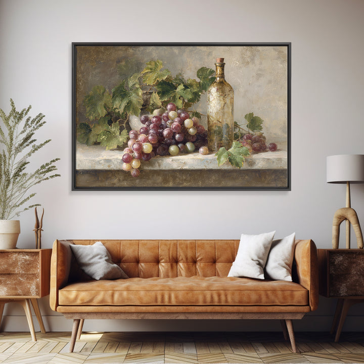 Single Grape Cluster Botanical Study Canvas Print, Winery Art, Neutral Decor, Winery Decor, Oil Painting, Vineyard, Home Decor, WIN-3x2-73