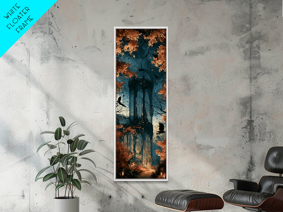 The Black Lace Haunted Conservatory - Icon Portrait, Spooky Wall Decor, Tall Narrow Wall Art, Framed Canvas Print, Halloween Home Decor
