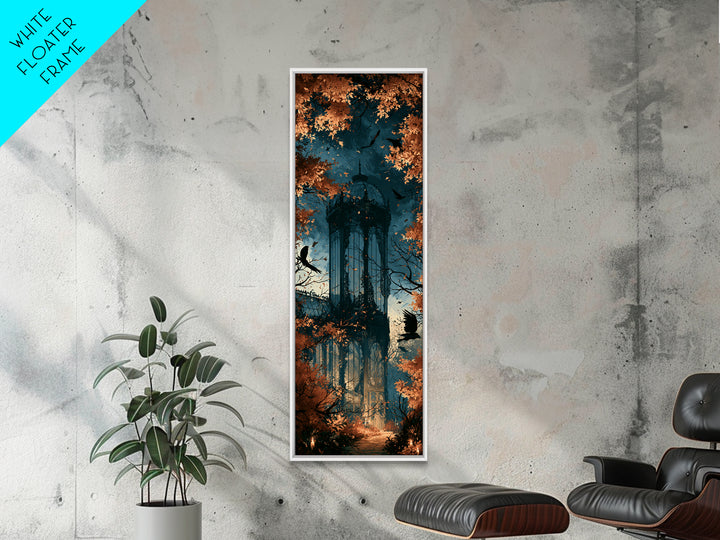 The Black Lace Haunted Conservatory - Icon Portrait, Spooky Wall Decor, Tall Narrow Wall Art, Framed Canvas Print, Halloween Home Decor