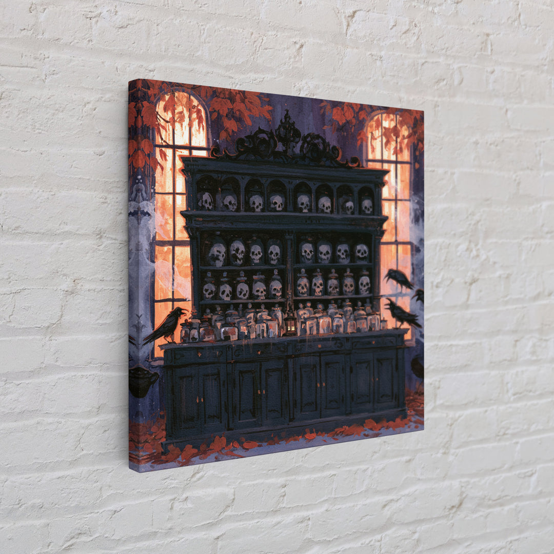 The Candlelit Skull Apothecary - Icon Portrait, Occult Wall Decor, Square Wall Art, Canvas Print, Halloween Home Decor, Gothic Wall Art