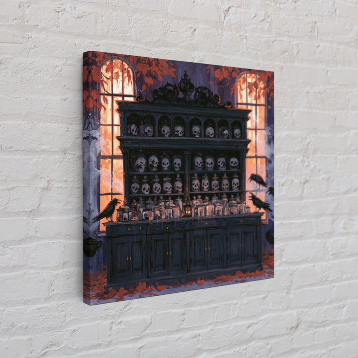 The Candlelit Skull Apothecary - Icon Portrait, Occult Wall Decor, Square Wall Art, Canvas Print, Halloween Home Decor, Gothic Wall Art