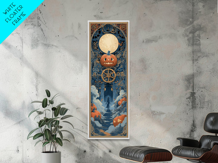 The Clockwork Jack-O-Lantern - Icon Portrait, Halloween Wall Art, Tall Narrow Wall Art, Framed Canvas Print, Halloween Home Decor