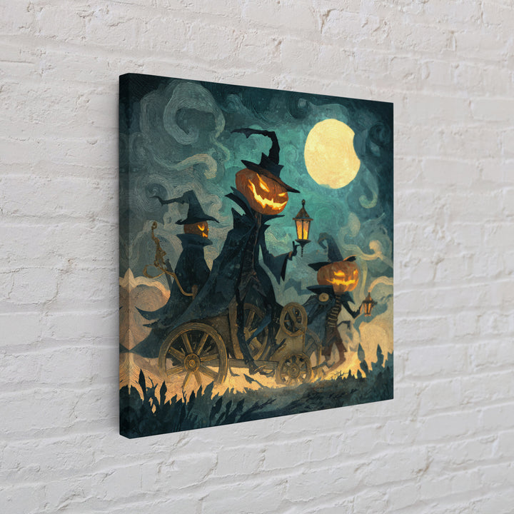 The Clockwork Jack-O-Lantern - Procession Scene, Spooky Wall Decor, Square Wall Art, Framed Canvas Print, Halloween Home Decor