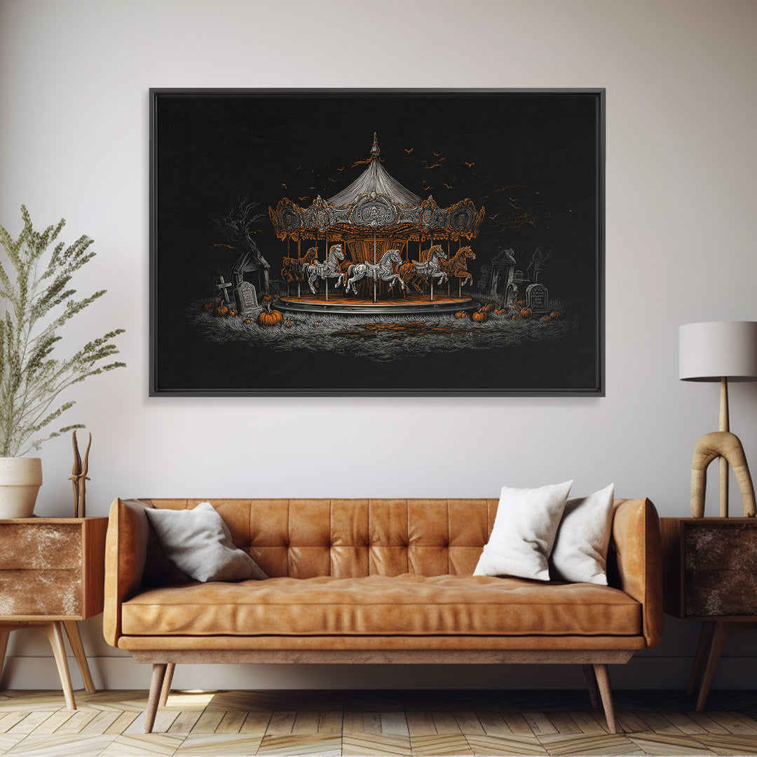 The Graveyard Carousel - Icon Portrait, Gothic Home Decor, Landscape Wall Art, Canvas Print, Halloween Home Decor, Gothic Wall Art