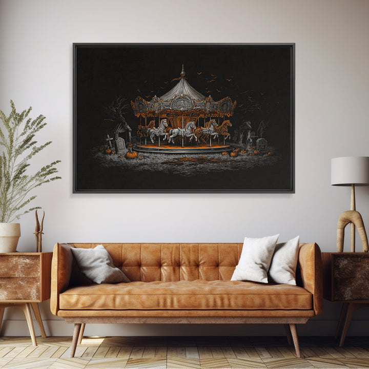 The Graveyard Carousel - Icon Portrait, Gothic Home Decor, Landscape Wall Art, Canvas Print, Halloween Home Decor, Gothic Wall Art