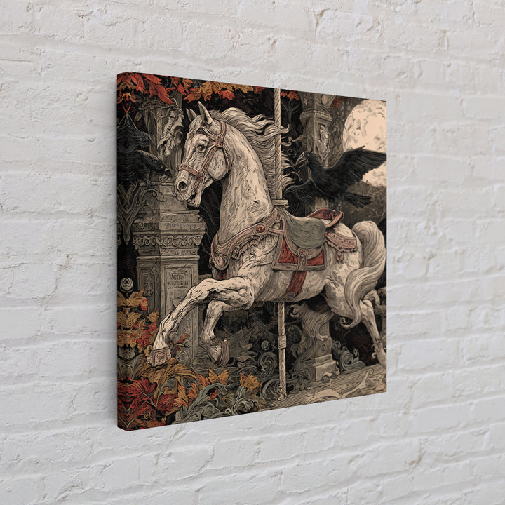 The Graveyard Carousel - Icon Portrait, Halloween Wall Art, Square Wall Art, Framed Canvas Print, Halloween Home Decor, Gothic Wall Art