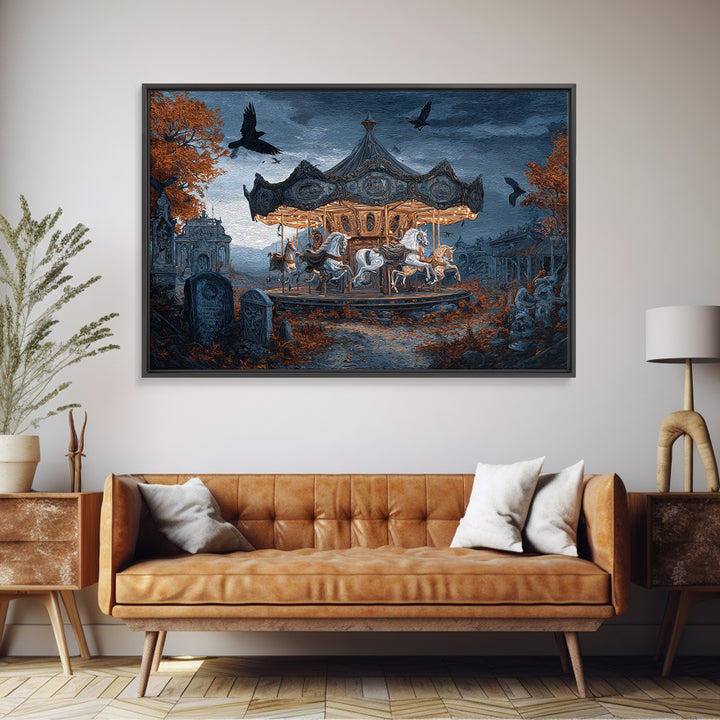 The Graveyard Carousel - Environmental Panorama, Gothic Home Decor, Landscape Wall Art, Canvas Print, Halloween Home Decor, Gothic Wall Art