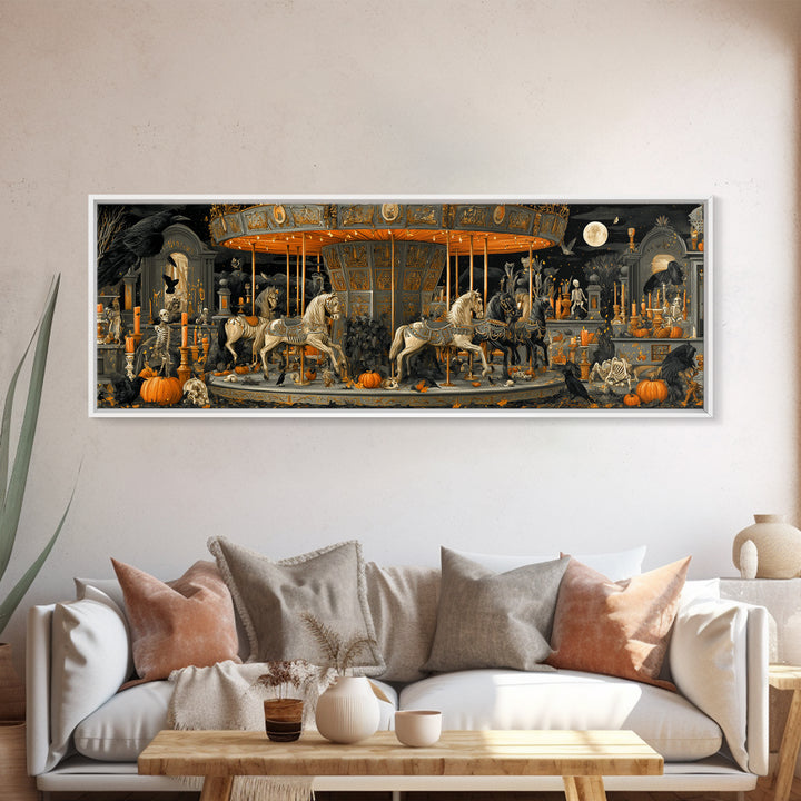 The Graveyard Carousel - Occult Still Life, Gothic Home Decor, Extra Wide Wall Art, Canvas Print, Halloween Home Decor, Gothic Wall Art