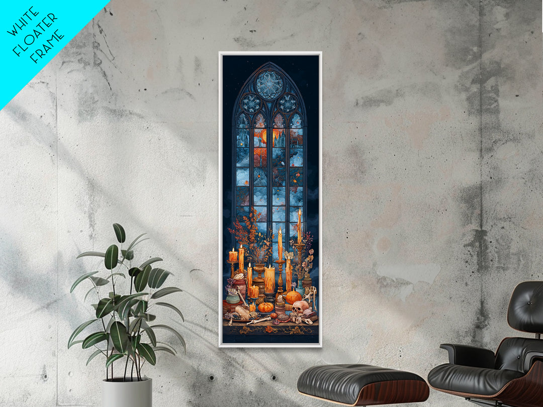 The Spiderweb Cathedral Window - Occult Still Life, Occult Wall Decor, Tall Narrow Wall Art, Canvas Print, Halloween Home Decor