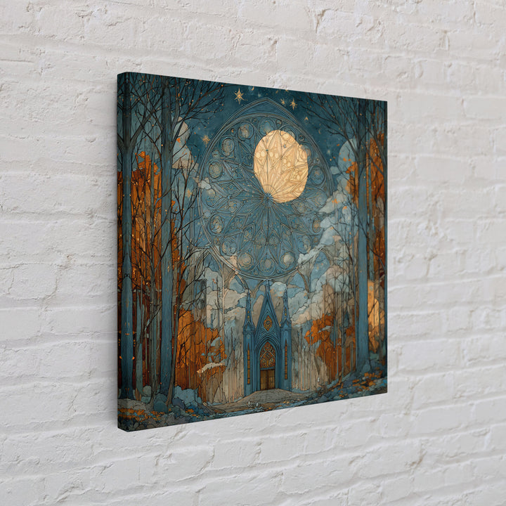 The Spiderweb Cathedral Window - Surreal Celestial Vision, Dark Fantasy Wall Art, Square Wall Art, Canvas Print, Halloween Home Decor