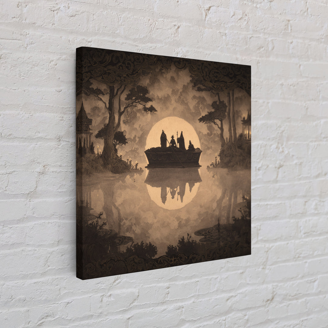 The Floating Coffin Garden - Icon Portrait, Gothic Home Decor, Square Wall Art, Canvas Print, Halloween Home Decor, Gothic Wall Art
