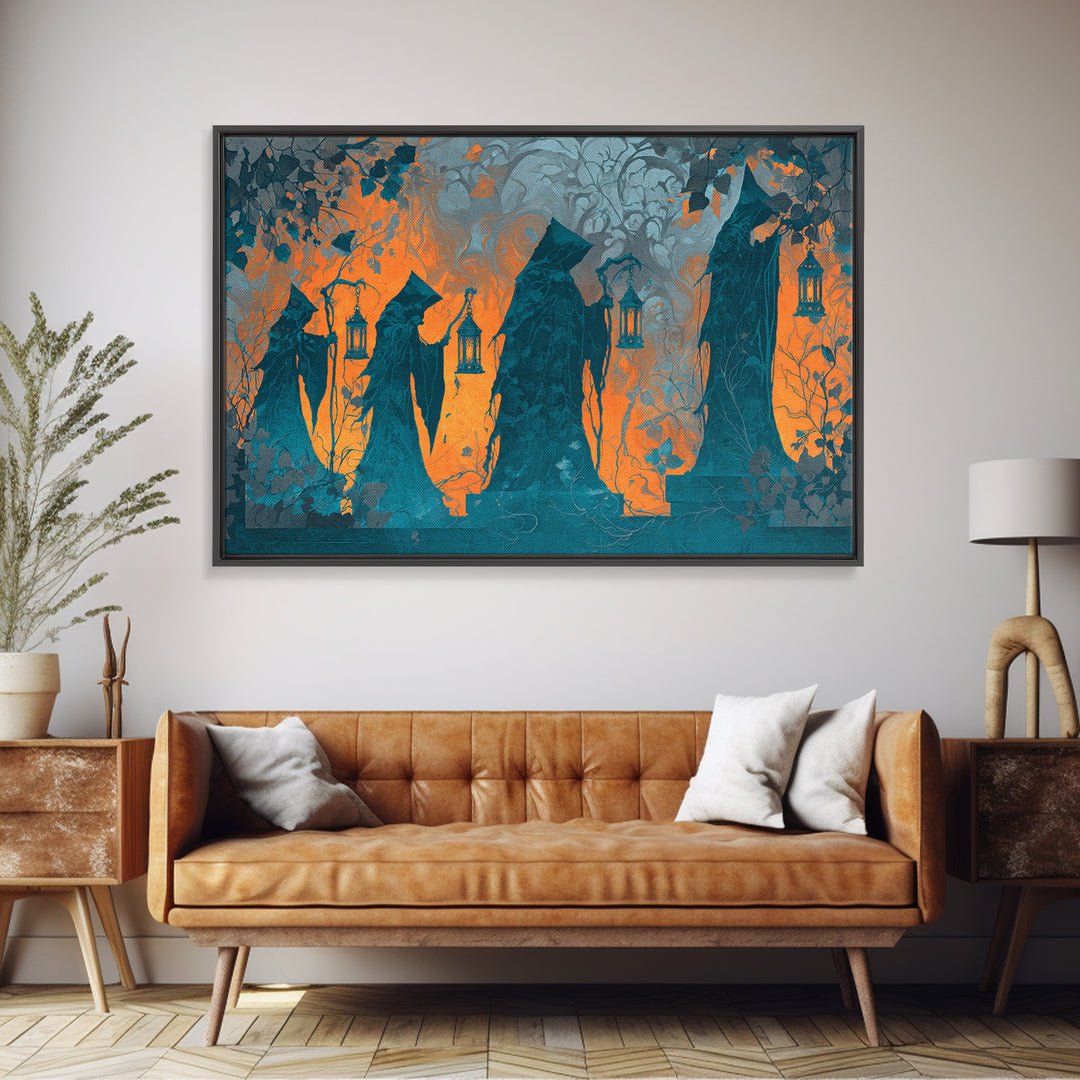 The Autumn Reaper Parade - Icon Portrait, Occult Wall Decor, Landscape Wall Art, Canvas Print, Halloween Home Decor, Gothic Wall Art
