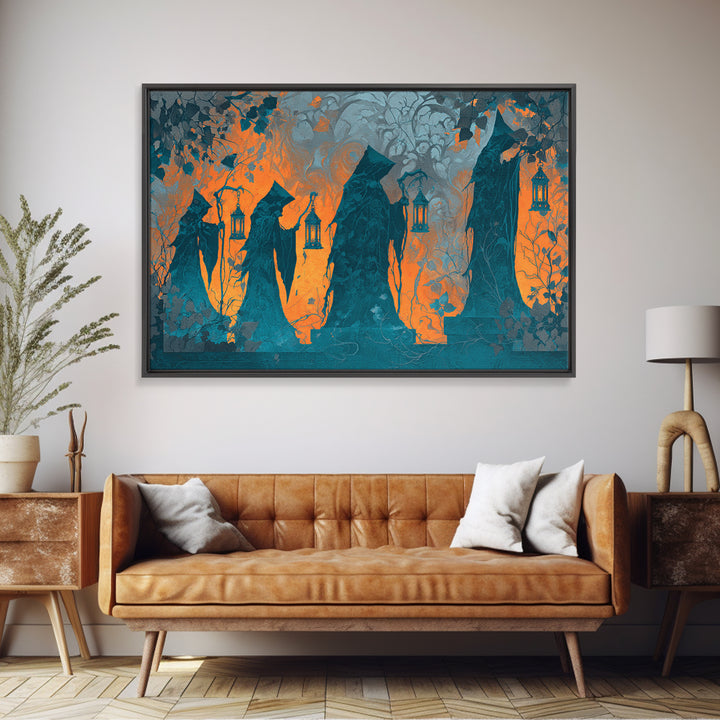 The Autumn Reaper Parade - Icon Portrait, Occult Wall Decor, Landscape Wall Art, Canvas Print, Halloween Home Decor, Gothic Wall Art