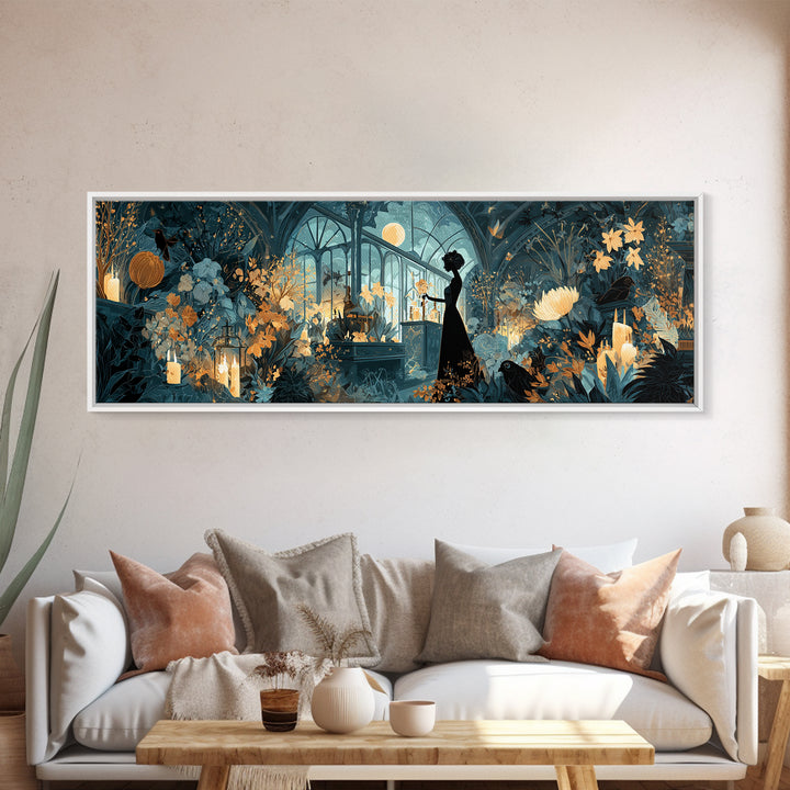 The Witch Queen Greenhouse - Icon Portrait, Gothic Home Decor, Extra Wide Wall Art, Canvas Print, Halloween Home Decor, Gothic Wall Art