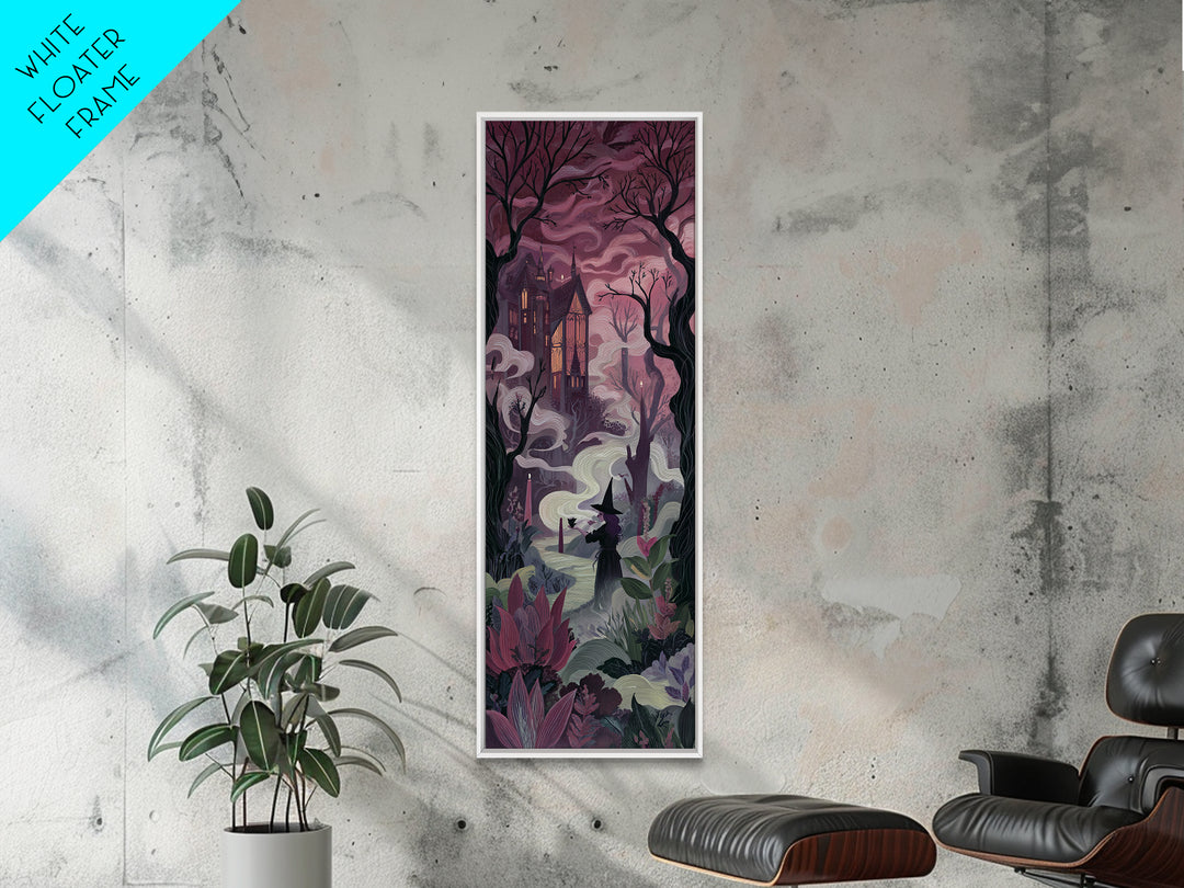 The Witch Queen Greenhouse - Environmental Panorama, Occult Wall Decor, Tall Narrow Wall Art, Canvas Print, Halloween Home Decor