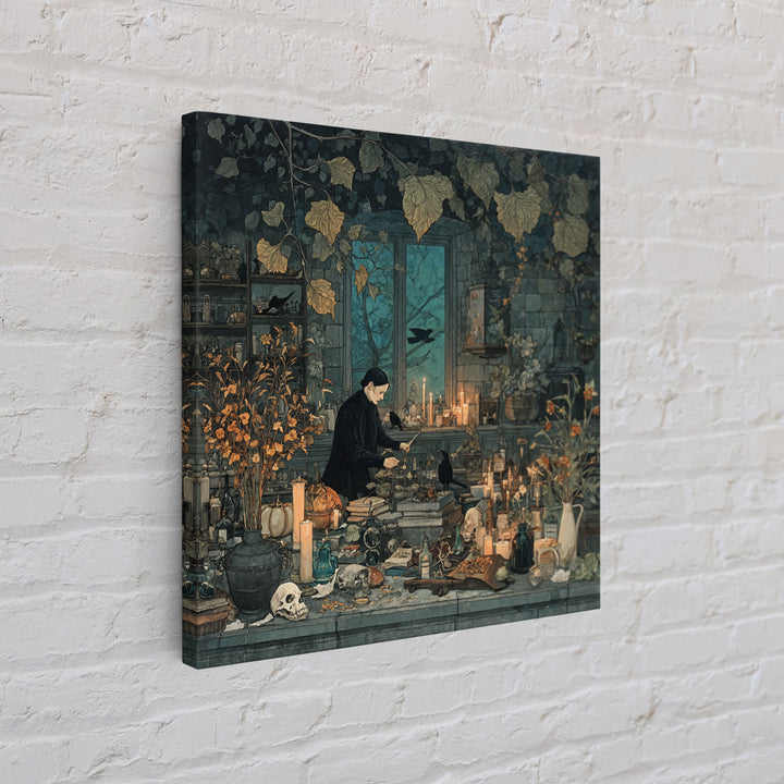The Witch Queen Greenhouse - Occult Still Life, Gothic Home Decor, Square Wall Art, Canvas Print, Halloween Home Decor, Gothic Wall Art