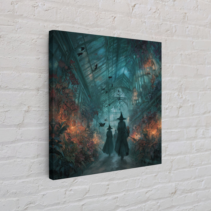 The Witch Queen Greenhouse - Procession Scene, Dark Fantasy Wall Art, Square Wall Art, Canvas Print, Halloween Home Decor, Gothic Wall Art