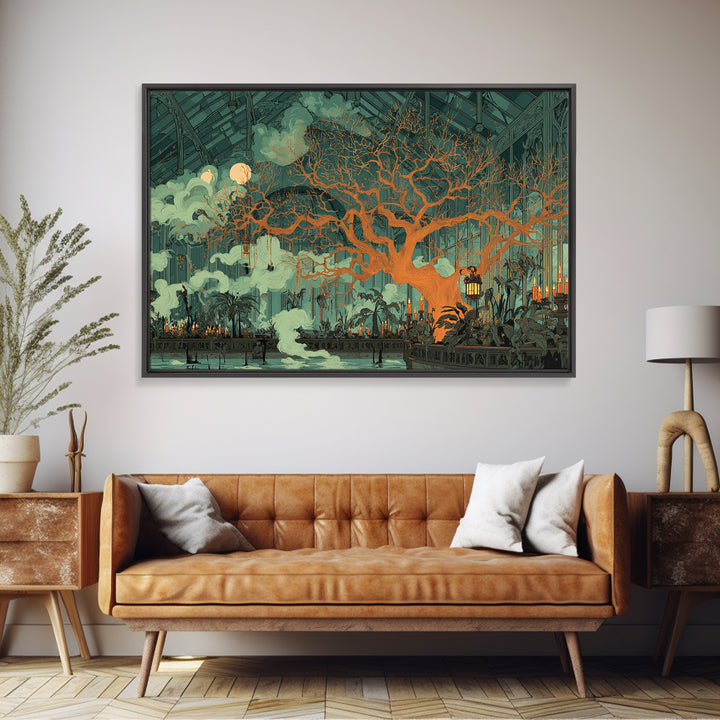 The Witch Queen Greenhouse - Surreal Celestial Vision, Dark Fantasy Wall Art, Landscape Wall Art, Canvas Print, Halloween Home Decor