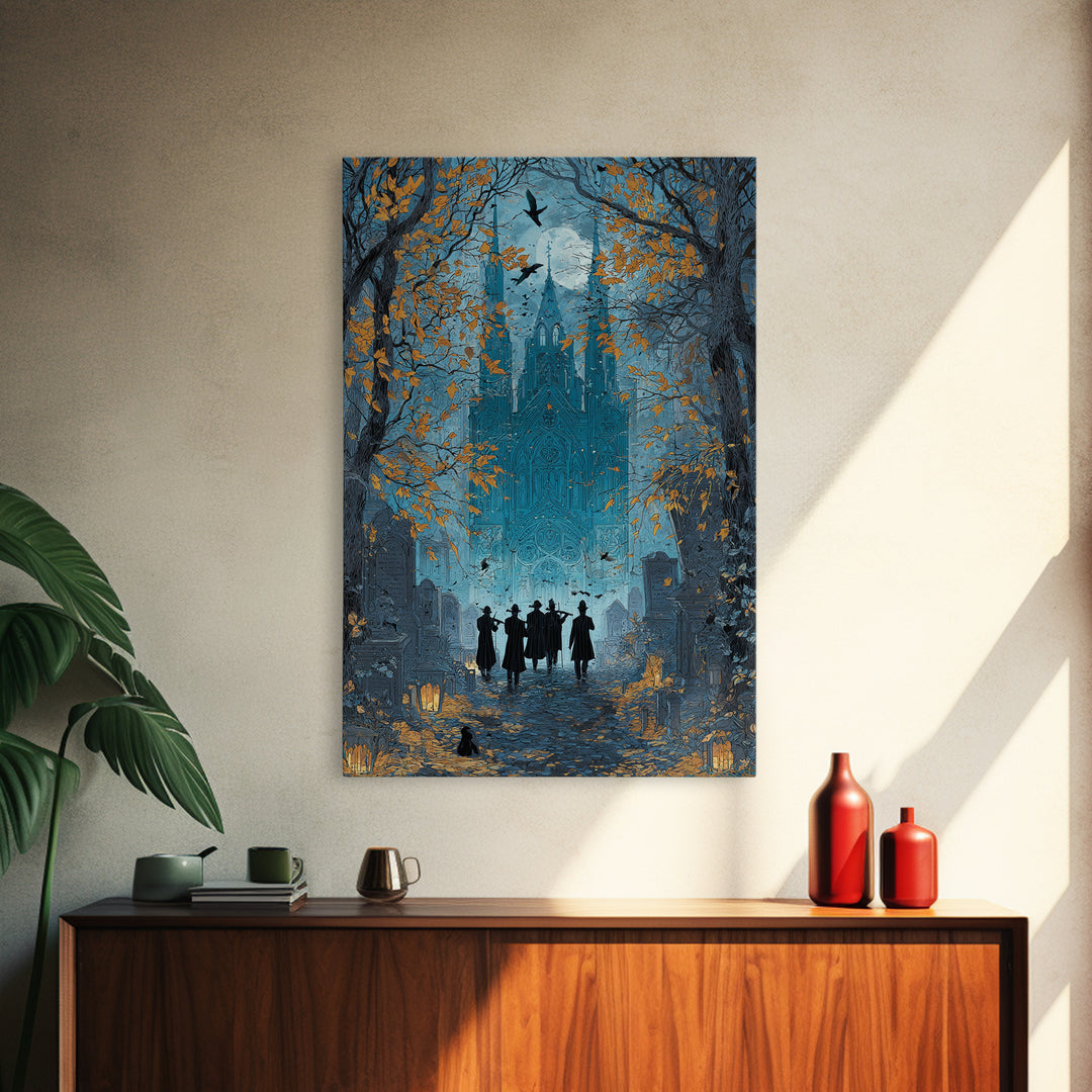 The Ghostly Violin Procession - Icon Portrait, Dark Fantasy Wall Art, Vertical Wall Art, Canvas Print, Halloween Home Decor, Gothic Wall Art