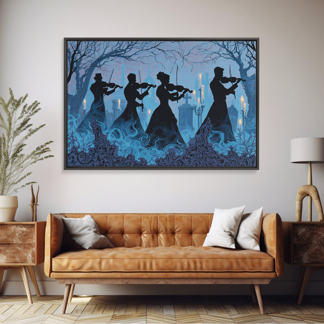 The Ghostly Violin Procession - Icon Portrait, Gothic Home Decor, Landscape Wall Art, Canvas Print, Halloween Home Decor, Gothic Wall Art