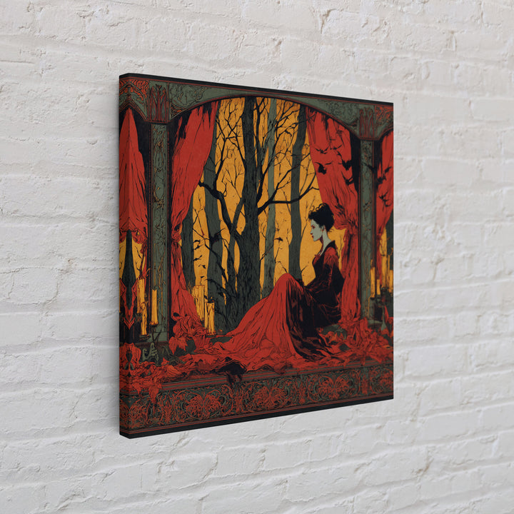 The Velvet Vampire Conservatory - Icon Portrait, Dark Fantasy Wall Art, Square Wall Art, Canvas Print, Halloween Home Decor, Gothic Wall Art