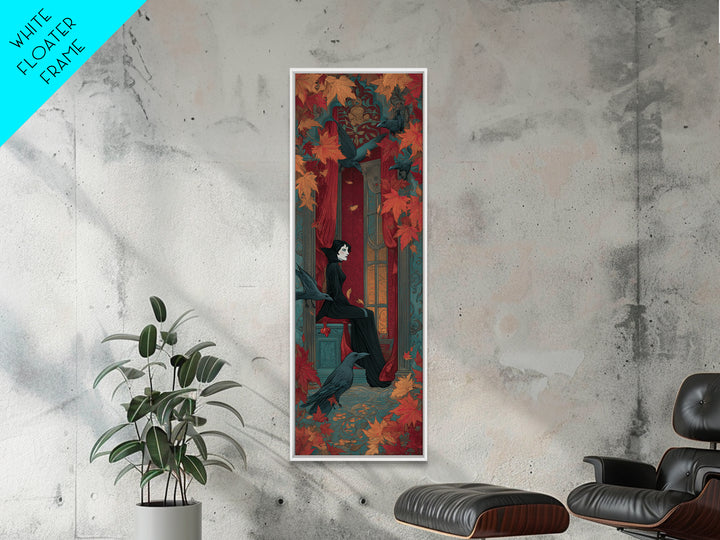 The Velvet Vampire Conservatory - Icon Portrait, Gothic Home Decor, Tall Narrow Wall Art, Canvas Print, Halloween Home Decor