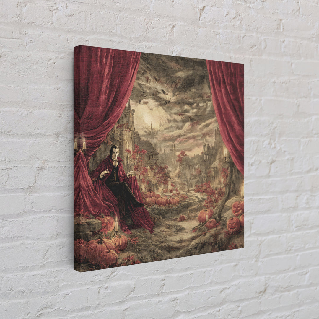 The Velvet Vampire Conservatory - Environmental Panorama, Occult Wall Decor, Square Wall Art, Canvas Print, Halloween Home Decor