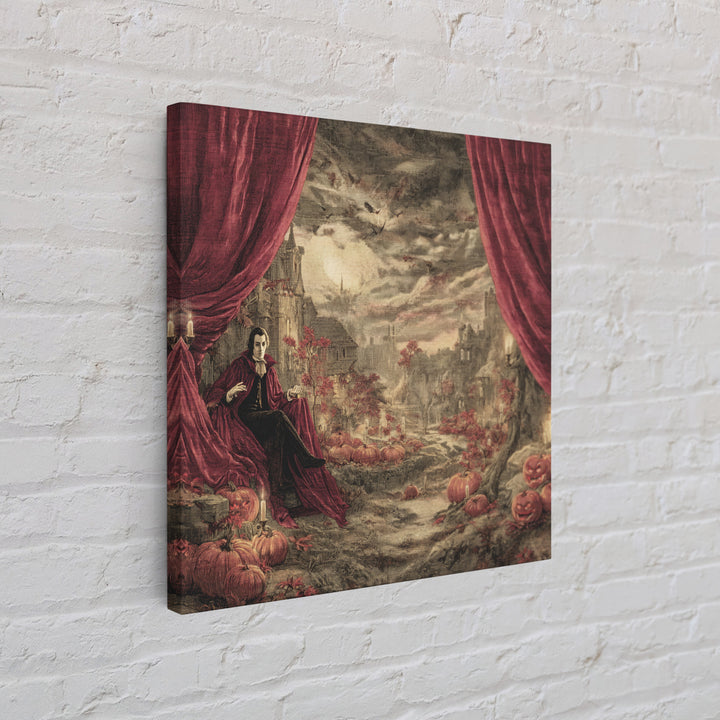 The Velvet Vampire Conservatory - Environmental Panorama, Occult Wall Decor, Square Wall Art, Canvas Print, Halloween Home Decor