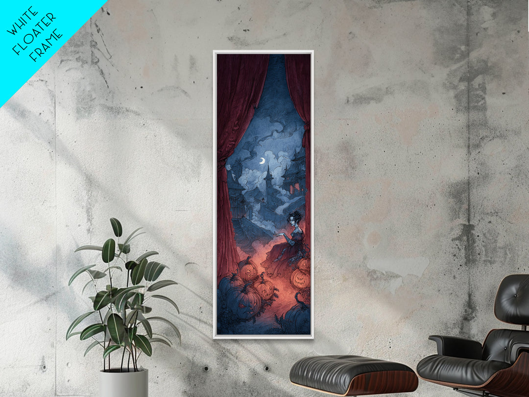 The Velvet Vampire Conservatory - Environmental Panorama, Occult Wall Decor, Tall Narrow Wall Art, Canvas Print, Halloween Home Decor