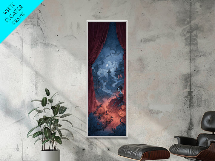 The Velvet Vampire Conservatory - Environmental Panorama, Occult Wall Decor, Tall Narrow Wall Art, Canvas Print, Halloween Home Decor
