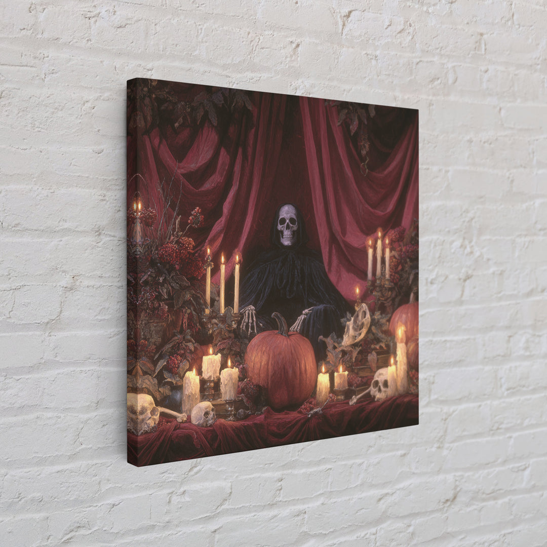 The Velvet Vampire Conservatory - Occult Still Life, Macabre Halloween Art, Square Wall Art, Framed Canvas Print, Halloween Home Decor