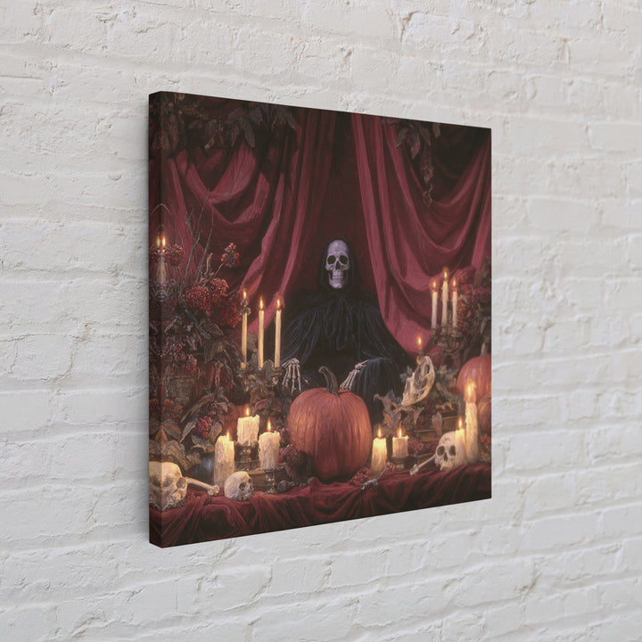 The Velvet Vampire Conservatory - Occult Still Life, Macabre Halloween Art, Square Wall Art, Framed Canvas Print, Halloween Home Decor