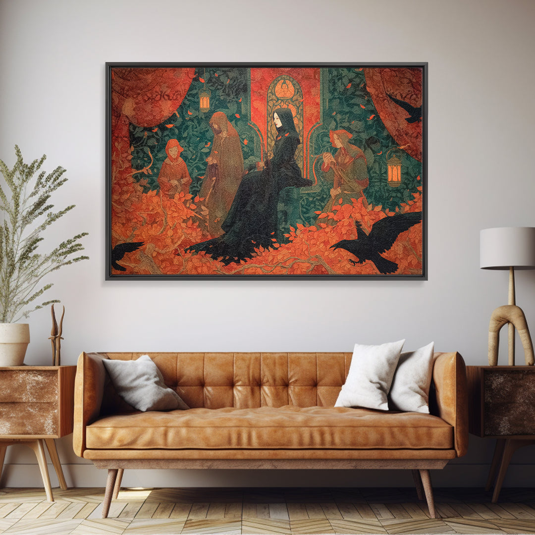 The Velvet Vampire Conservatory - Procession Scene, Occult Wall Decor, Landscape Wall Art, Canvas Print, Halloween Home Decor