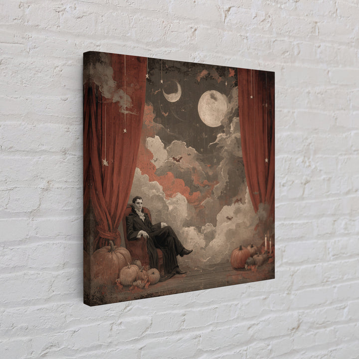 The Velvet Vampire Conservatory - Surreal Celestial Vision, Macabre Halloween Art, Square Wall Art, Framed Canvas Print, Gothic Wall Art