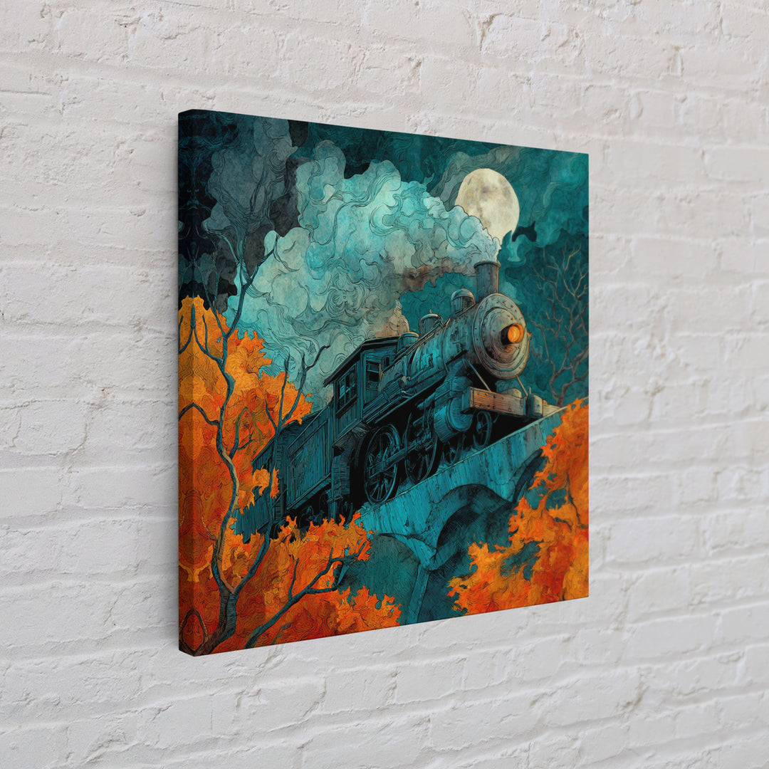 The Phantom Train Of October - Icon Portrait, Gothic Home Decor, Square Wall Art, Canvas Print, Halloween Home Decor, Gothic Wall Art