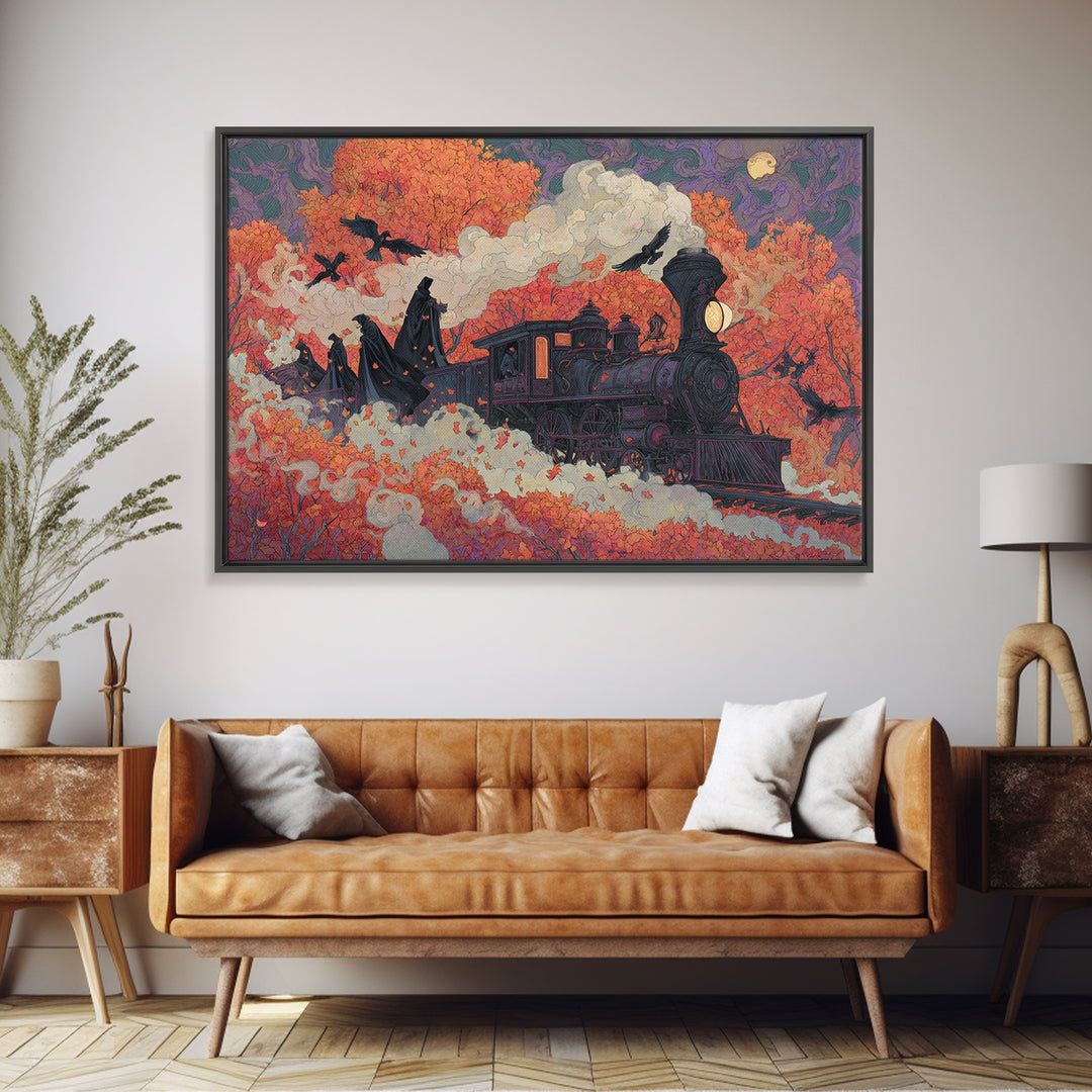 The Phantom Train Of October - Procession Scene, Gothic Home Decor, Landscape Wall Art, Canvas Print, Halloween Home Decor, Gothic Wall Art