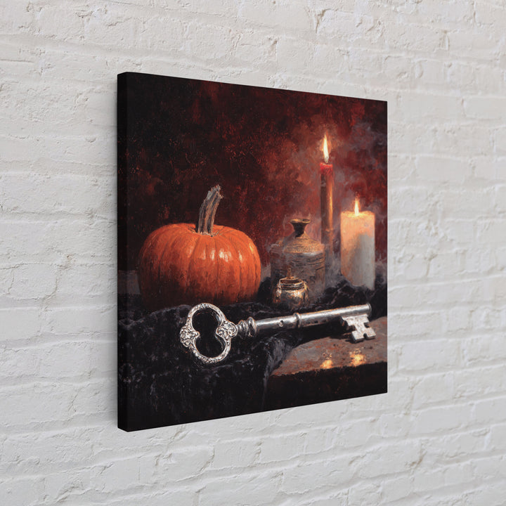 The Bone Key Still Life - Icon Portrait, Halloween Wall Art, Square Wall Art, Framed Canvas Print, Halloween Home Decor, Gothic Wall Art