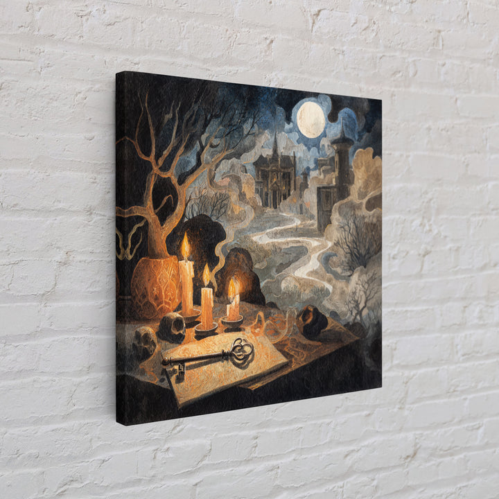 The Bone Key Still Life - Environmental Panorama, Gothic Home Decor, Square Wall Art, Canvas Print, Halloween Home Decor, Gothic Wall Art