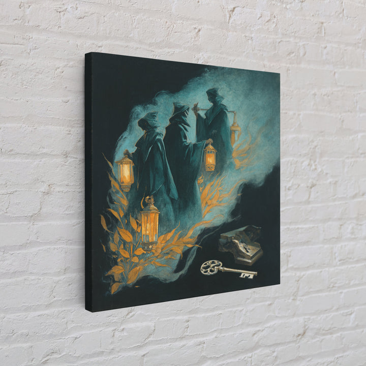 The Bone Key Still Life - Procession Scene, Halloween Wall Art, Square Wall Art, Framed Canvas Print, Halloween Home Decor, Gothic Wall Art
